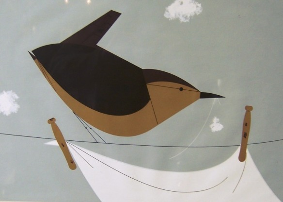 House Wren with Clothes Line by Charley Harper