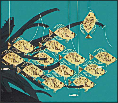 Communal Crappies by Charley Harper